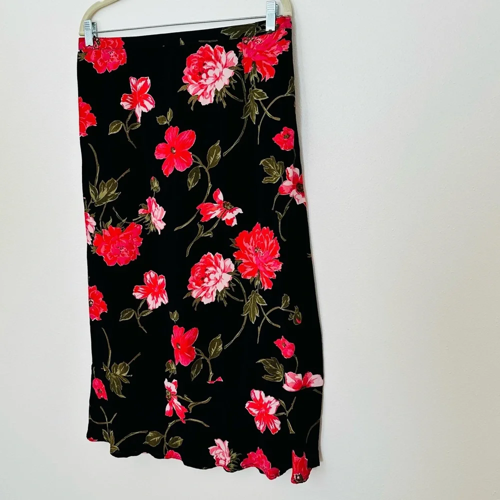Vintage JM Collection Floral Midi Skirt Boho flowy chiffon Sheer - Picture 6 of 6